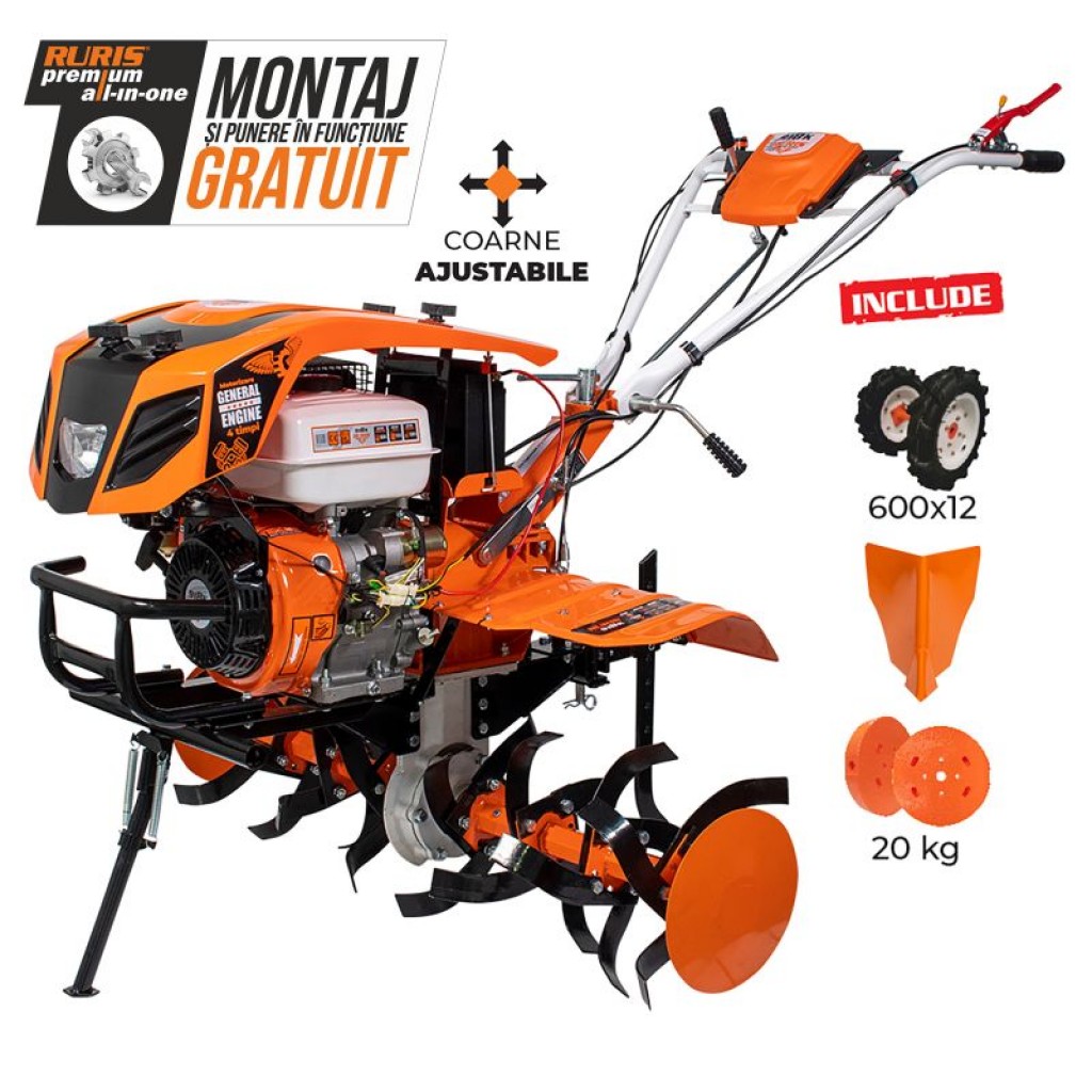 Motosapatoare RURIS 918K + roti cauciuc 6.00-12+rarita+set